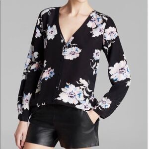 Joie Michi black floral silk blouse S